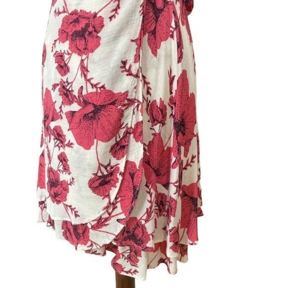 Free People Ruffle Wrap Floral Print Mini Flutter V-neck Dress Size XS - Picture 9 of 13